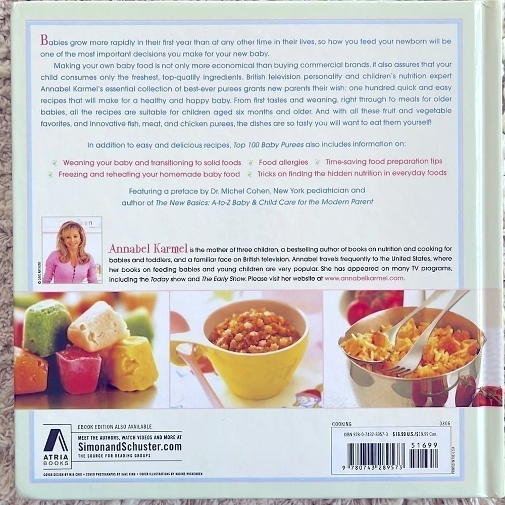 🟢 3/$15 “Top 100 Baby Purées” by Annabel Karmel